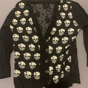 Black skull goth lace cardigan